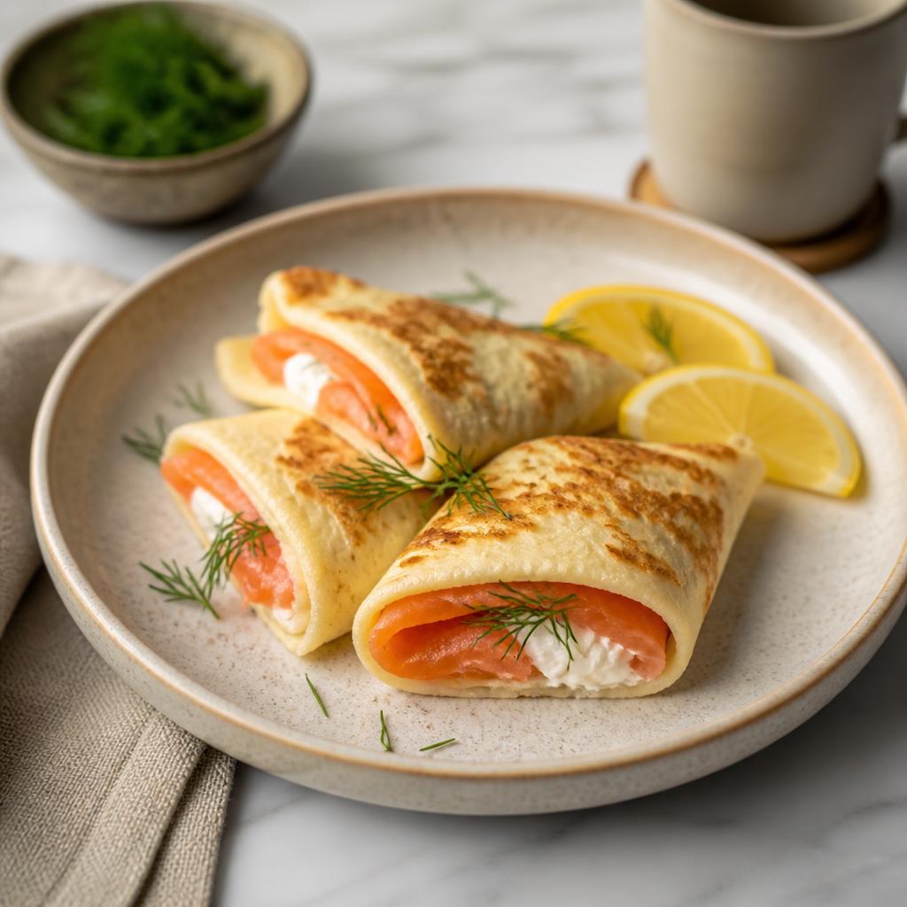 Salmon blintz